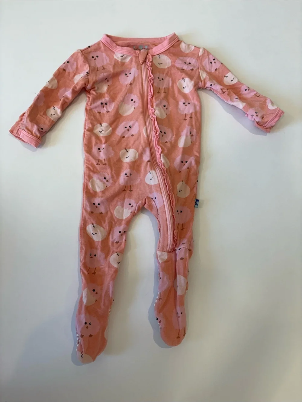 Kickee Pants Blush Pink Chick Print Footed One-Piece 0-3 Months